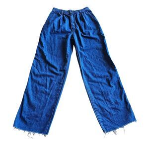 Vintage Calvin Klein juniors Sz 6 blue baggy raw hem jeans fit slim on waist